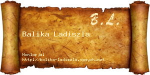 Balika Ladiszla névjegykártya